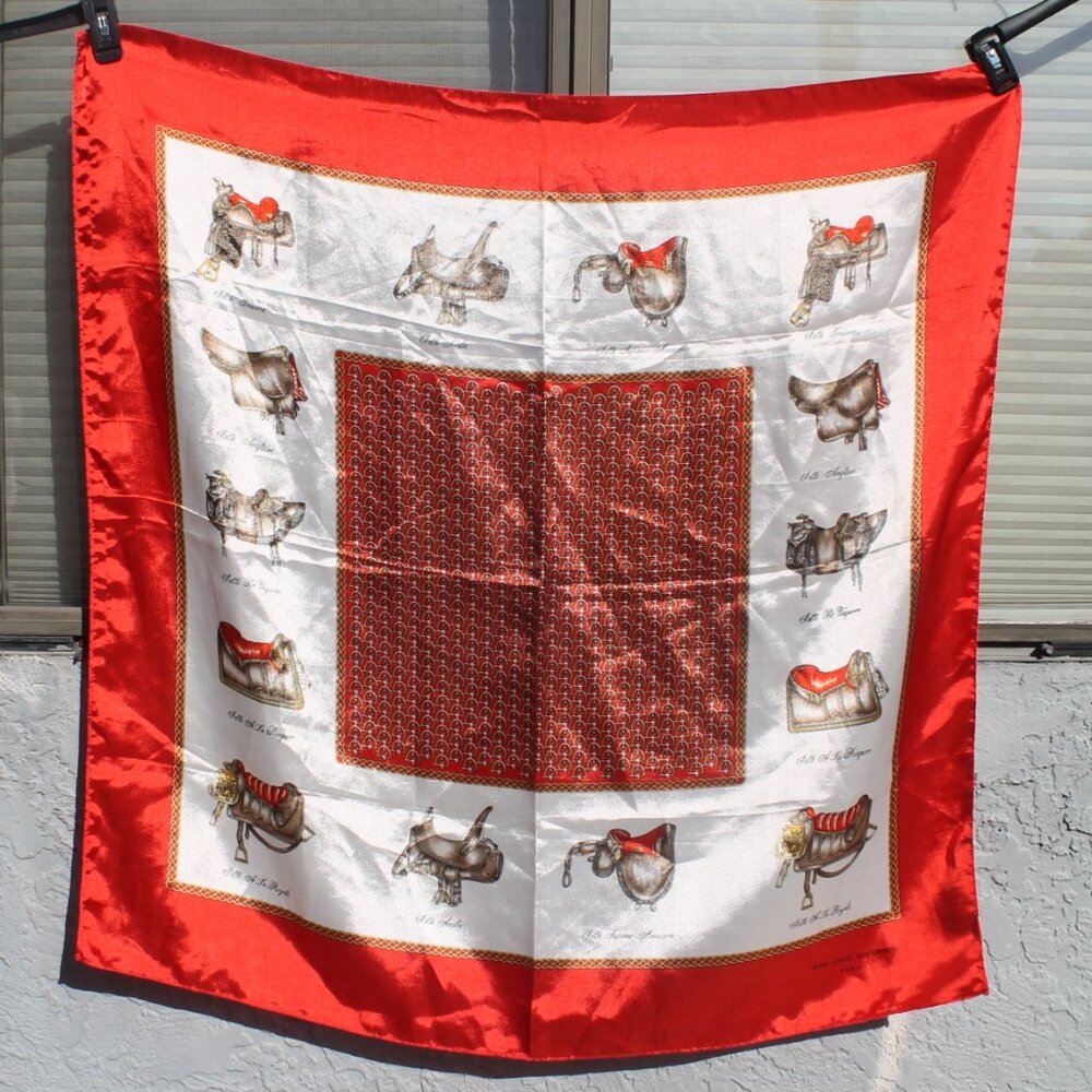 Jean-Louis Scherrer Paris Vint. Silk Shawl Horse Equestrian Made In France Scarf